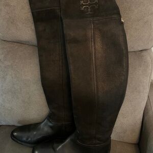 Tory Burch Black Simone Leather Over The Knee Boots Size 6